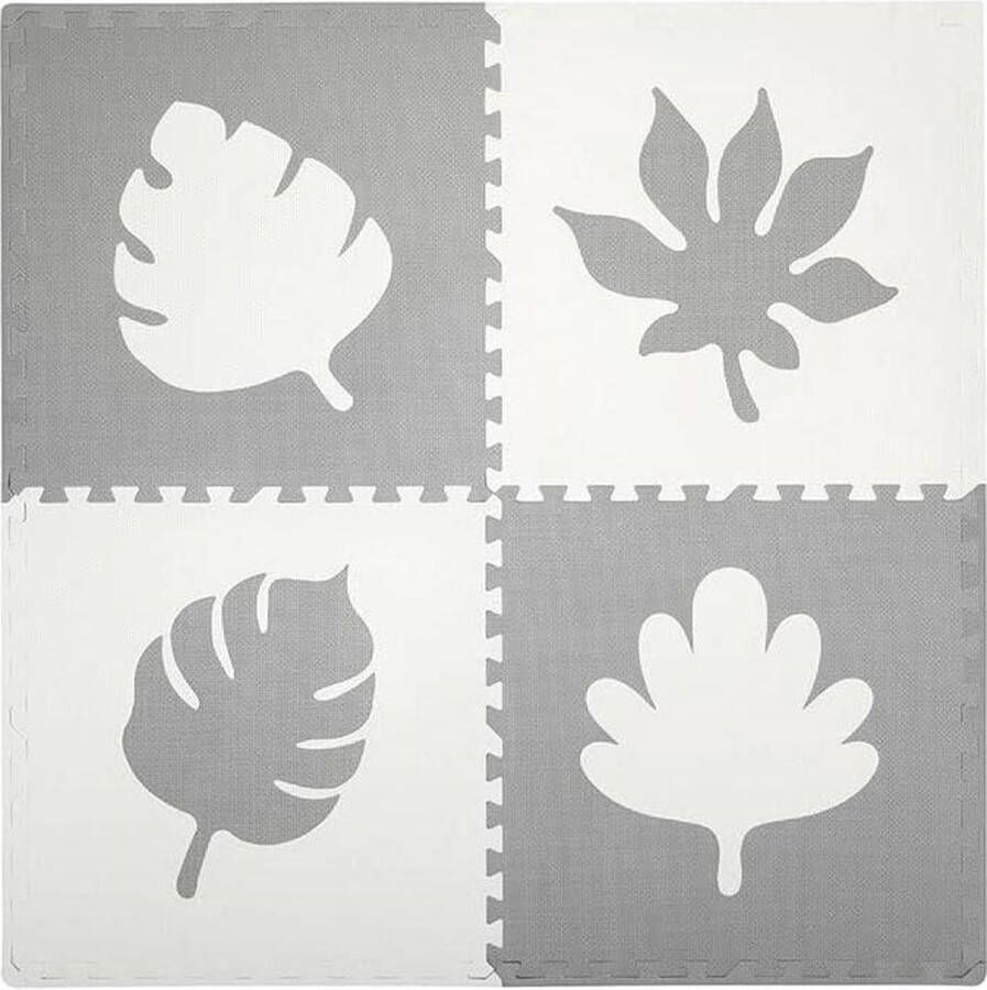 Schuimrubberen puzzel EVA-schuim 4 delen 60 x 60 x 1 cm kruipmat speelonderlegger puzzelspel grijs