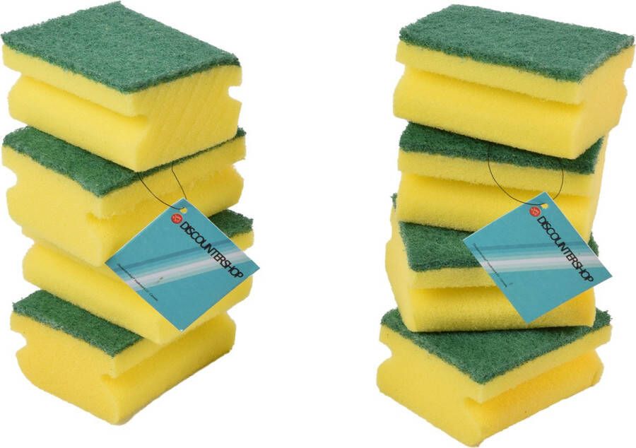 Schuursponzen 8x stuks schuursponsjes met handgreep 9 x 6.5 cm sponzen schoonmaakartikelen reinigingsartikelen