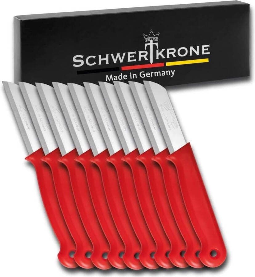 SCHWERTKRONE Fruitmes- en schilmesjesset (10 stuks) Made in Solingen Germany Professioneel en scherp roestvrij staal Groentemessen Schilmessen