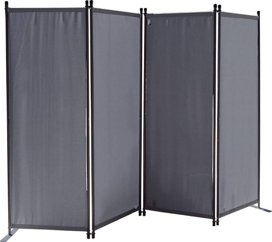 Screen 4-piece 165 x 220 cm fabric Privacy Screen Room Divider Balcony privacy screen partition foldable smoky grey