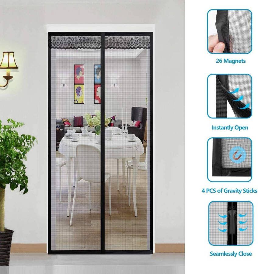 Screen Door Idee Magnetische Deur Gordijn 100x210cm Fly Screen Deur Zwart met Magneten Heavy Duty Mesh Gordijn Voor Voordeur Appartementen En Meer