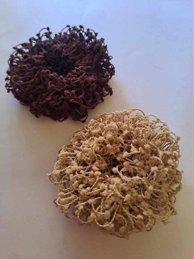 Scrunchies beige bruin Set van 2