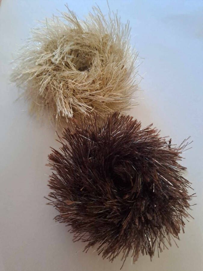 Scrunchies stekelig bruin beige Set van 2