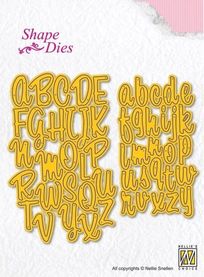 SD305 Shape die Nellie Snellen Alphabet snijmal Alfabet schrijfletters letters hoofdletter 1 5 cm & kleine letter 1 cm schrijf schrift