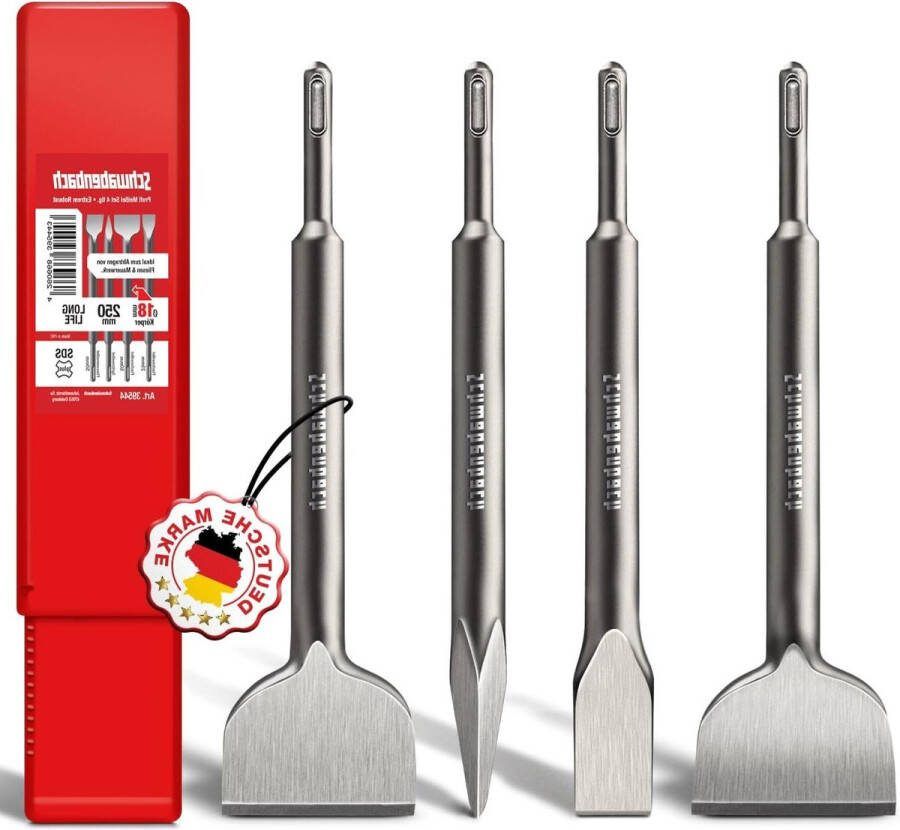 SDS PLUS Beitel Set 25mm 50mm schuin puntige beitel EXTREMEEL ROBUUST Beitels compatibel met Bosch Hilti Premium tegelbeitel set