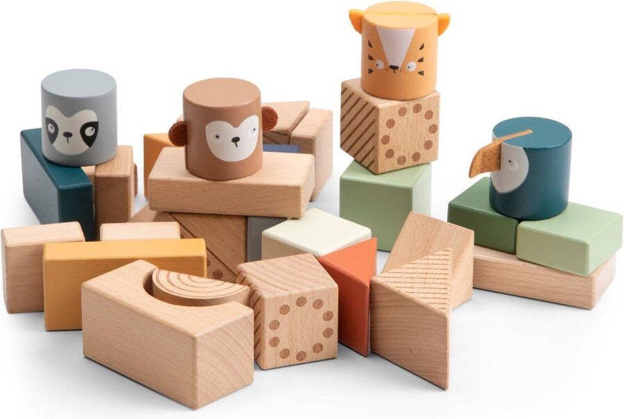 Sebra houten bouwblokken Wildlife