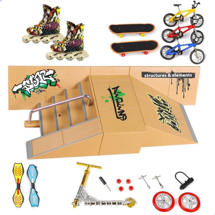 Seidon Fingerboard Skatepark Fingerboard Ramps Finger Bmx Finger Step Mini Skateboard Compleet Set Tech Deck 5 Ramps