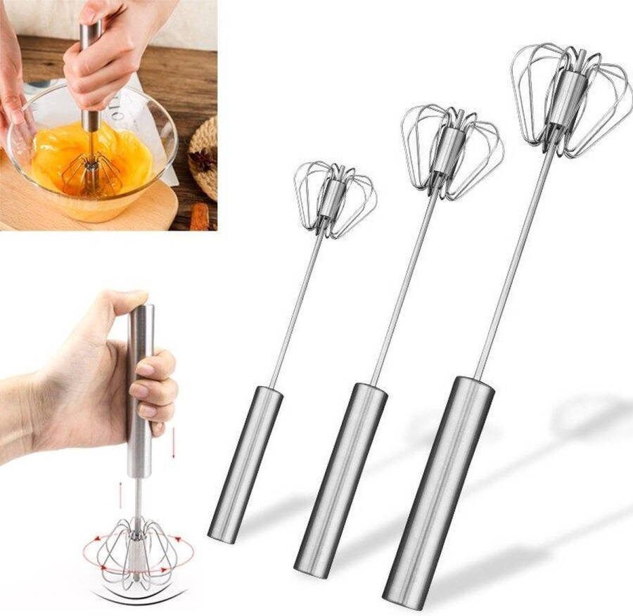 Semi-Automatische Eiklopper 304 Roestvrij Staal Ei Garde Handleiding Hand Mixer Zelf Draaien Ei Stirrer Keuken Accessoires Egg Gereedschap