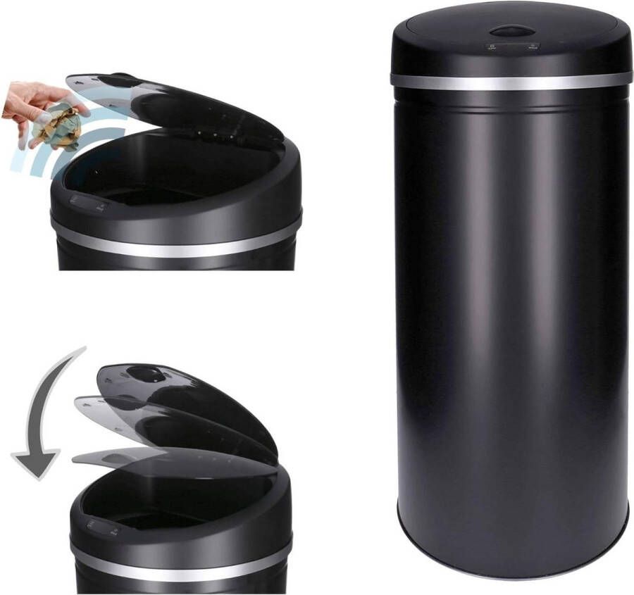 Sensorafvalbak 30-60 liter afvalbakbevestiging gelakt staal rechthoekig automatisch openen sluiten keukenafvalbak zwart 60 liter vuilnisbak 60 liter