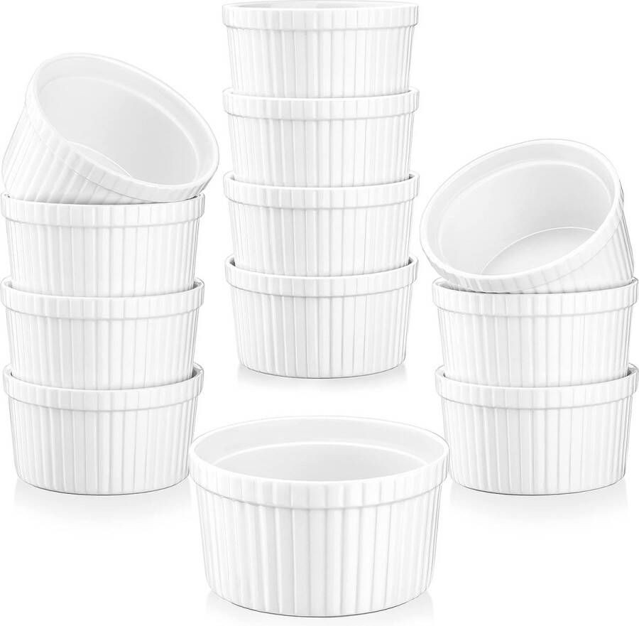 Serie ramekin.Dish 12 4-delig set Mini vormpjes pasteivormen cakevorm – 9 cm Ø porselein muffin Cupcake Back vormpjes pasteien vorm