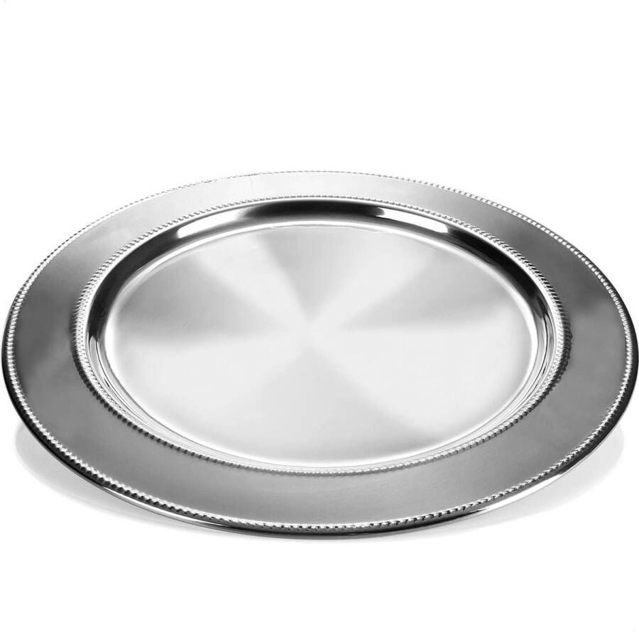 Serveerbord decoratieve plaat van roestvrij staal rond dienblad voor serveren en decoreren elegant ingericht serveergerei (33 cm roestvrijstalen plaat 1 stuk)