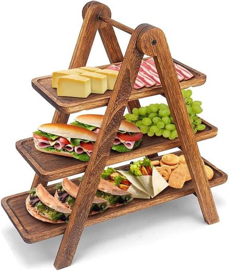 Serveerdienblad standaard 3 verdiepingen taartstandaard van hout origineel buffet dienblad voor fruit cake multifunctionele picknick servertoren voor feesten antislip dienblad