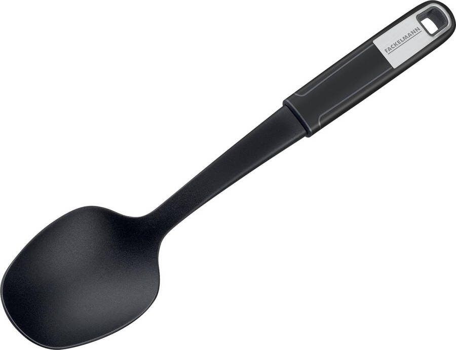 Serveerlepel 31 cm SENSE voorlepellepel met functioneel deel van kunststof antislip soft-touch handgreep voor gecoate pannen en potten (kleur: zilver zwart) hoeveelheid: 1 stuk