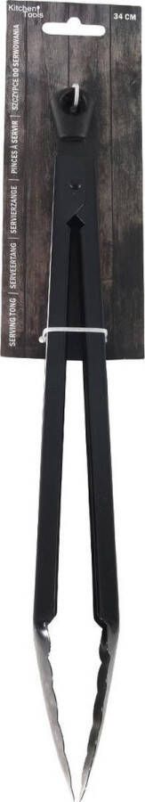 Serveertang BBQ tang 34cm RVS Mat zwart