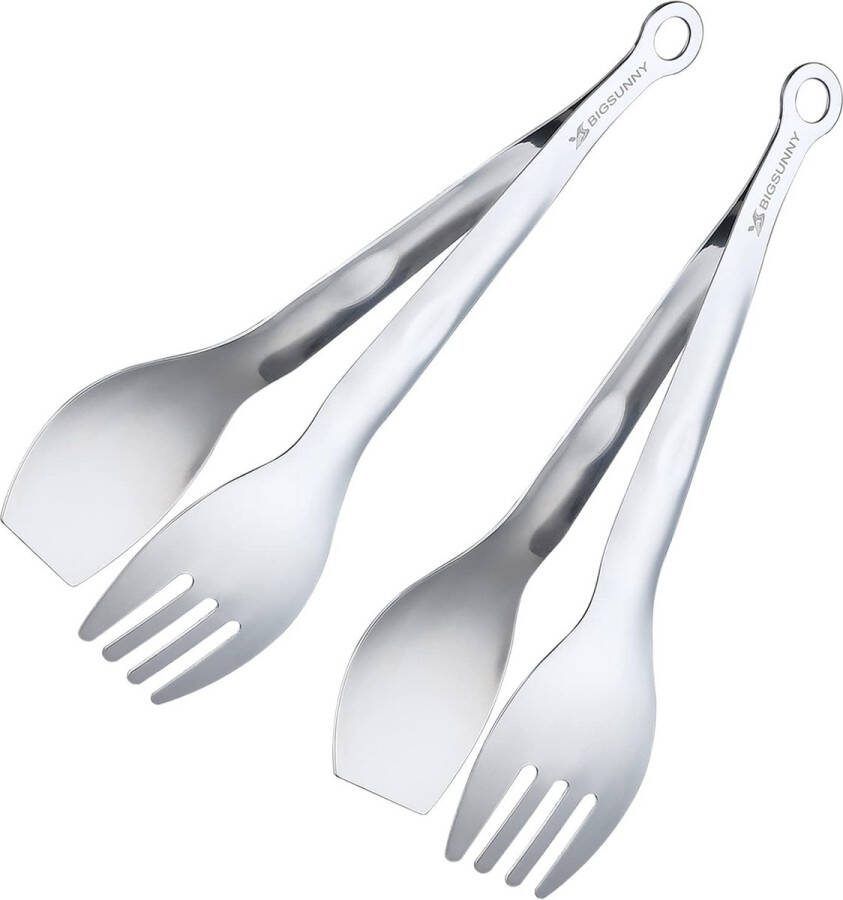 Serveertang van 23 cm roestvrijstalen metalen tang voor koken grillen buffet 2 stuks zilver