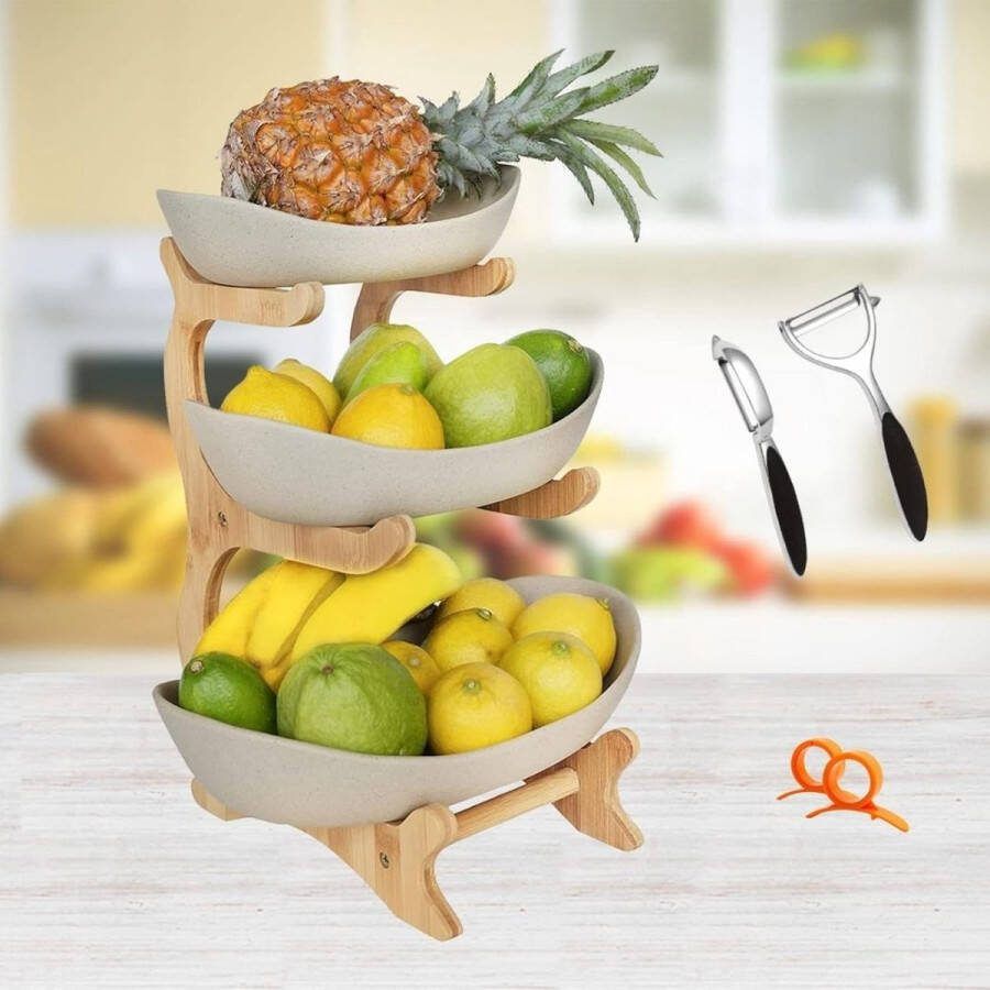 Serveertoren Etagères Etagere Met 3 Laags Serveerplanken High tea Etagere – Serveerset Borrelplank Hapjesplank – Serveerplank – Tapasplank – Fruitmand – Broodmand Wit
