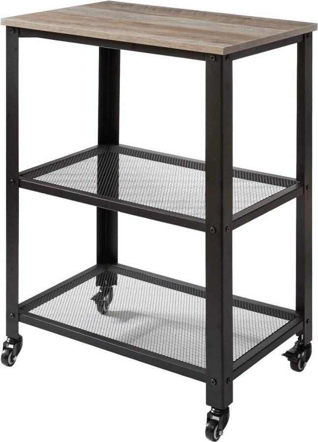 Serveerwagen Trolley 60x40x81cm Industriële Keuken 3 Niveaus Planken Rolling Utility Cart met 4 Wielen en meer Handige Opbergorganizer voor Keuken en Woonkamer keukentrolley