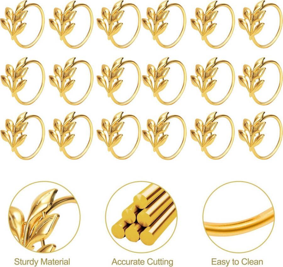 Servetringen-Gouden Servetringen Servetring Goud Tafeldecoratie Set Gouden Servetring Bruiloft Decoratie Tafel Accessoire Servetten Luxe Set of 18 Leaf Napkin Rings Metal
