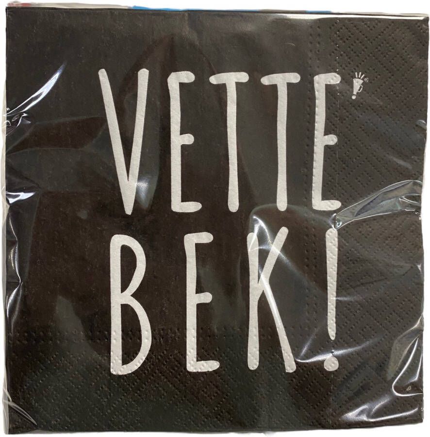 Servetten Vette Bek! 20 stuks 16x16cm zwart