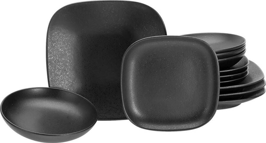 Serviesset 12 persoons CrealTable 16817 Magic Black Square bordenset 12-delig Serviesset 12 persoons