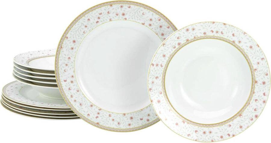 Serviesset 12 persoons Emilia New Bone China porselein vaatwasser- en magnetronbestendig van CreaTable 17528 serie kwaliteitsie Serviesset 12 persoons
