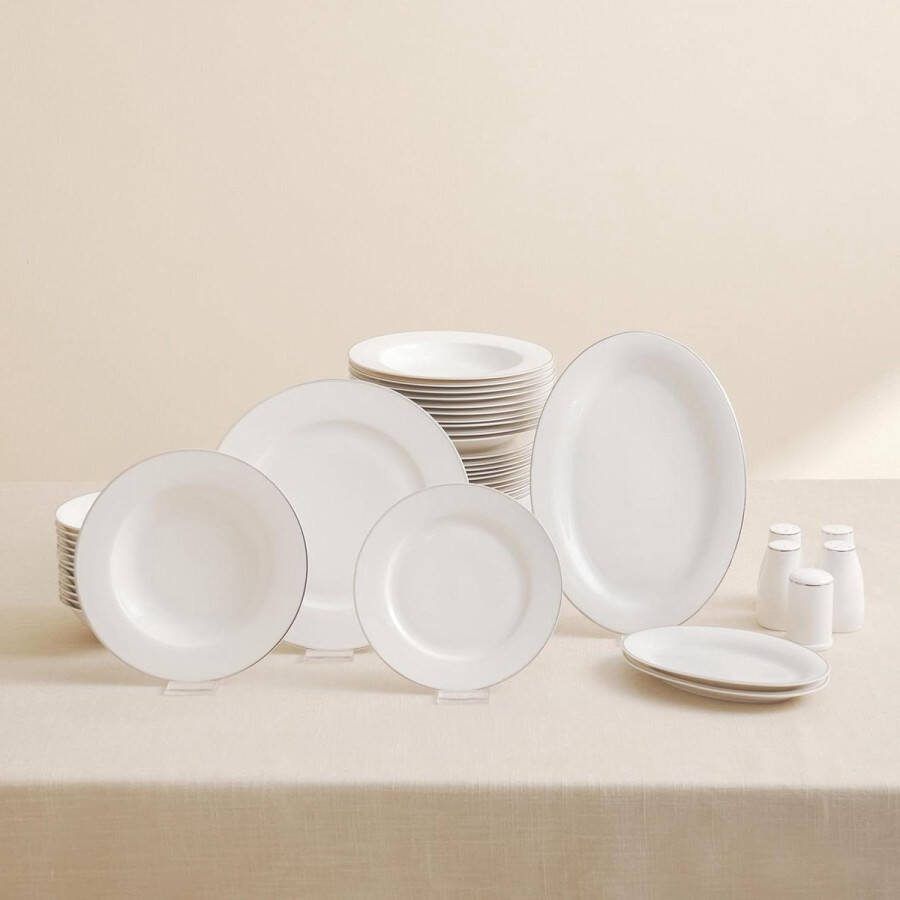 Serviesset 12 persoons Karaca Lexi Platina 56 delige tafelserviesset voor 12 personen mok tafelservies 56 delige bordenset 6 persoons porseleinen tafelservies Serviesset 12 persoons