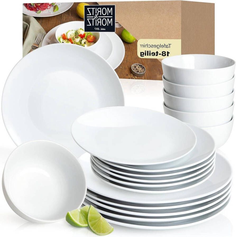 Serviesset 12 persoons modern hoogwaardig porselein klassiek wit dinerborden dessertborden schalen. Serviesset 12 persoons