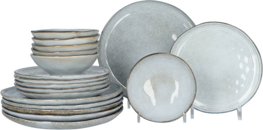 Secret de Gourmet Serviesset Flower Grey 6 persoons Aardewerk servies 18-delig Grijs