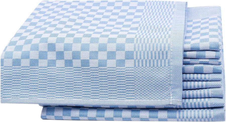 Set 10 theedoeken vaatdoeken 100% katoen blauw 46x70 cm full twine