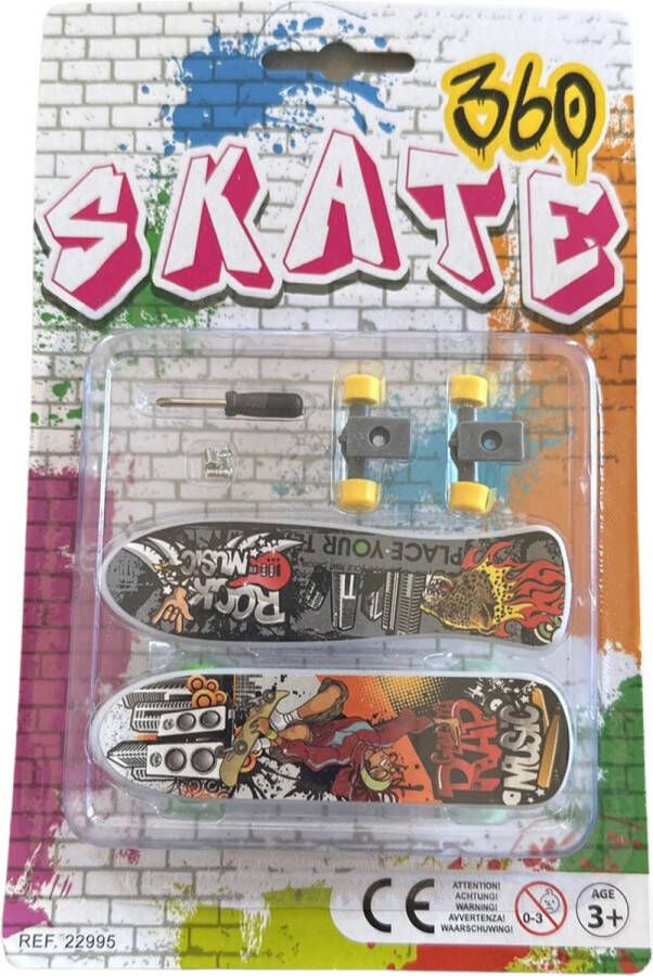 Set 2 stuks Vinger skateboard Micro skateboard Mini Skateboard Kinderspeelgoed Verschillende motieven skateboards