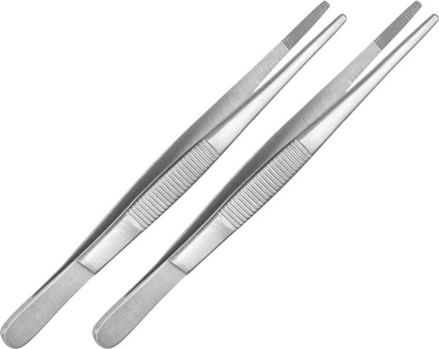 Set 2 x technische pincet recht 13 cm modelbouw pincet elektrische pincet industriële pincet roestvrij staal