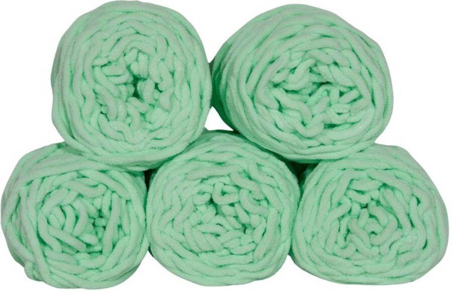 Set 5 bollen dikke wol mint groen chunky garen haken breien 7 mm breed 235 meter perfect voor amigurumi