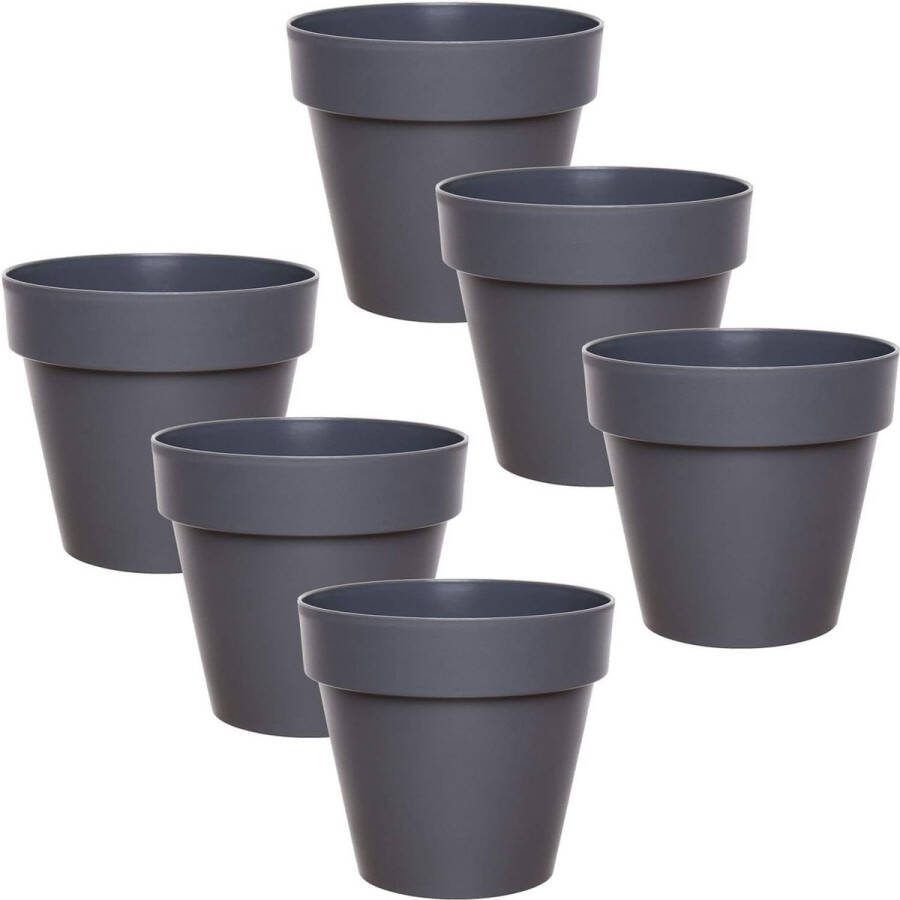 Set bloempotten 6 stuks 11 cm hoog kleurig ronde bloempot bloemenvaas plantenbak plantenpotten kruidenpot binnen en buiten onbreekbaar