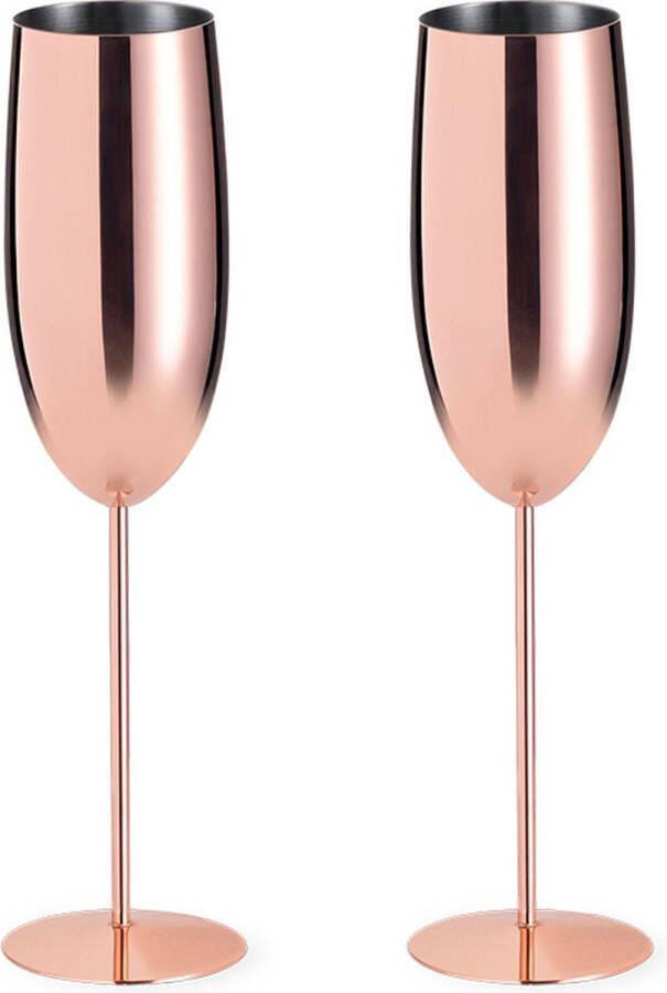 Set champagneglazen Rosé goud Prosecco glazen Set van 2 stuks RVS 270 ml