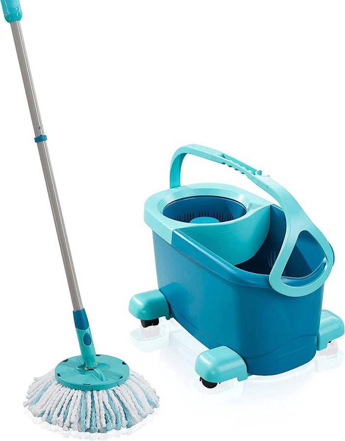 Set Clean Twist Disc Mop Ergo 2.0 met rolwagen vloerwisser met microvezelovertrek voor nevelvochtige reiniging op tegels en laminaat mop met kliksysteem en centrifugertechnologie