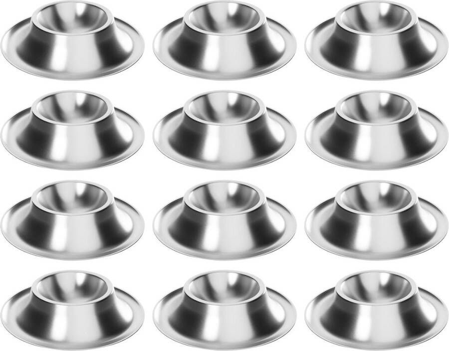 Set eierdopjes roestvrij staal mat zilver vaatwasmachinebestendig 12 stuks