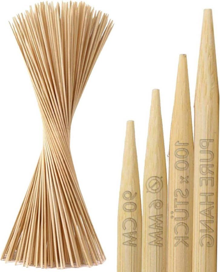 Set extra lange kampvuurspiesen grillspiesen van bamboe 90 cm stokbrood marshmallows braadworst extreem stabiele bamboestokken houten spiesen voor vuurschaal LFGB getest. Kebab skewers