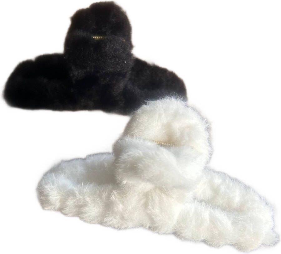Set haarclips van pluche Black White
