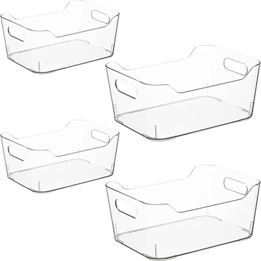 Set koelkastorganizer 4 transparante opbergorganizers laden containers dozen voor keuken koelkast eetkamer kast