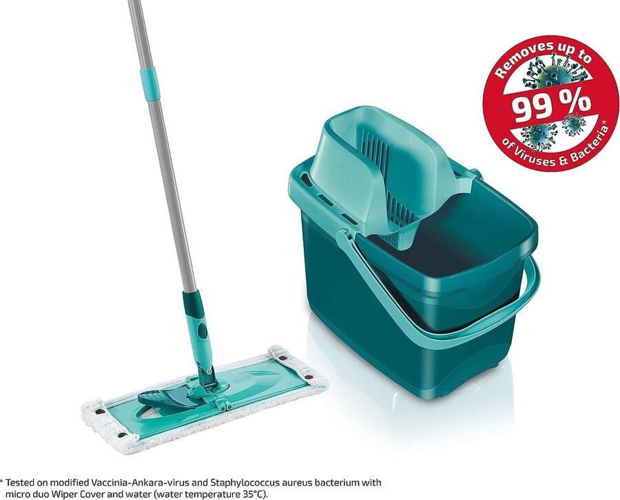 Set Leifheit Combi XL Micro Duo met Rugvriendelijke Wisser 42 cm Wisbreedte Emmer van 12 liter Inclusief 2-Vezel Wisserovertrek