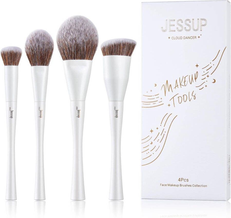 Set make-upkwasten 4-delige set make-upkwasten cosmeticakwasten poederkwast foundationkwast parelwit