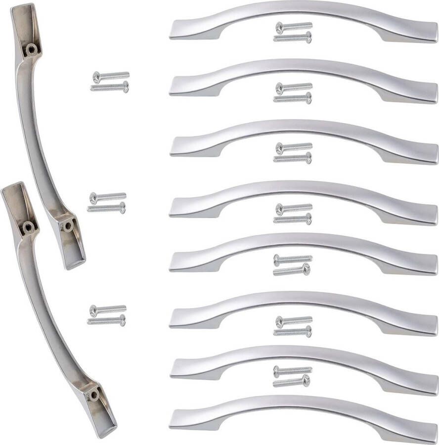 Set met 10 handgrepen voor meubels asafstand 96 mm kastdeuren lade decoratie keuken woonkamer montage commode metaal oppervlak mat zilver