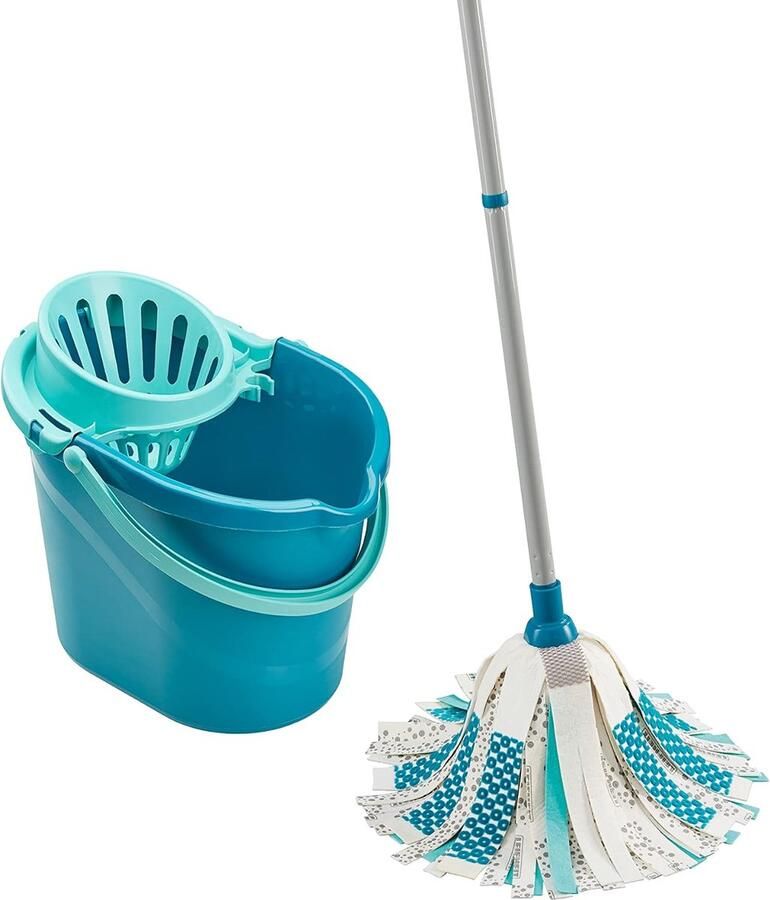 Set Power Mop 3-in-1 met absorberende vezels complete dweilset met mop en emmer wisser met flexibele viscose-dweilkop-strepen vloerwisser voor tegels en laminaat