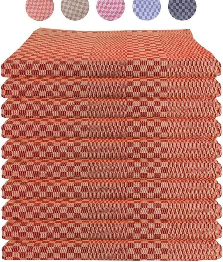 Set van 10 100% katoenen keukenhanddoeken Zacht en super absorberend 220 GSM Volledig twijn 50x70cm Oranje