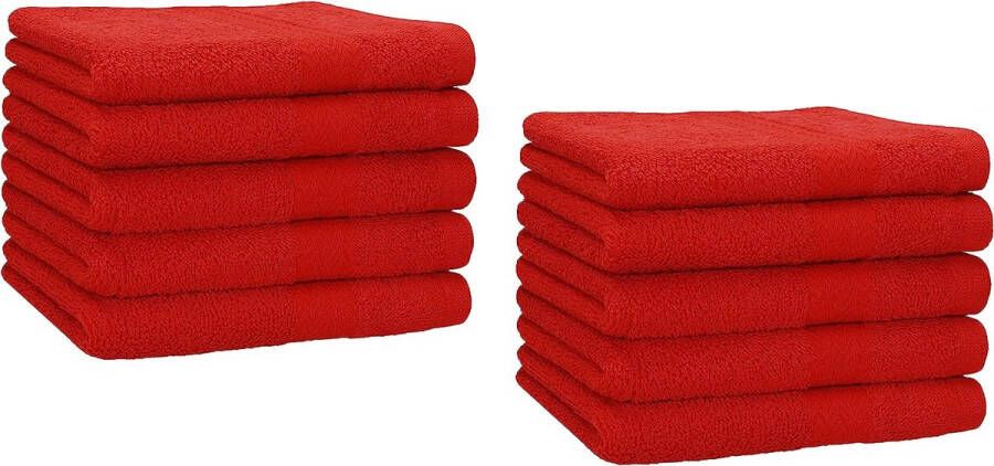 Set van 10 premium gastendoekjes gezichtsdoekjesset handdoekenset handhanddoeken 30 x 50 cm rood