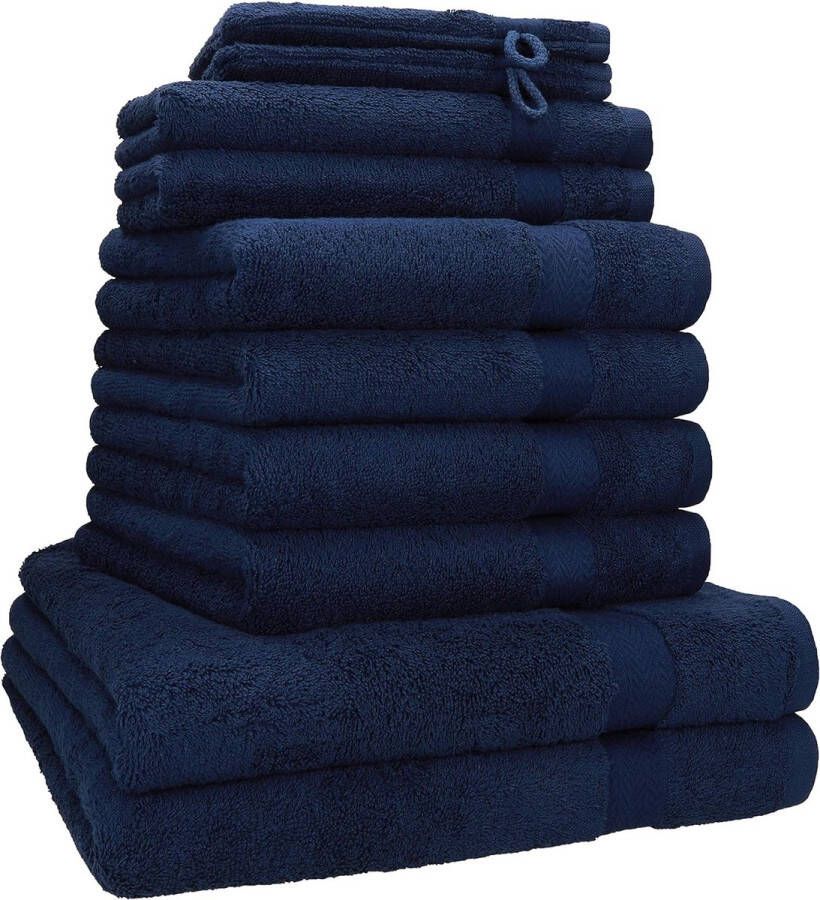 Set van 10 stuks. Betz Premium handdoekenset marineblauw kwaliteit 470 g m² twee badhanddoeken 70 x 140 cm vier handdoeken 50 x 100 cm twee gastendoekjes 30 x 50 cm twee washandjes 17 x 22 cm
