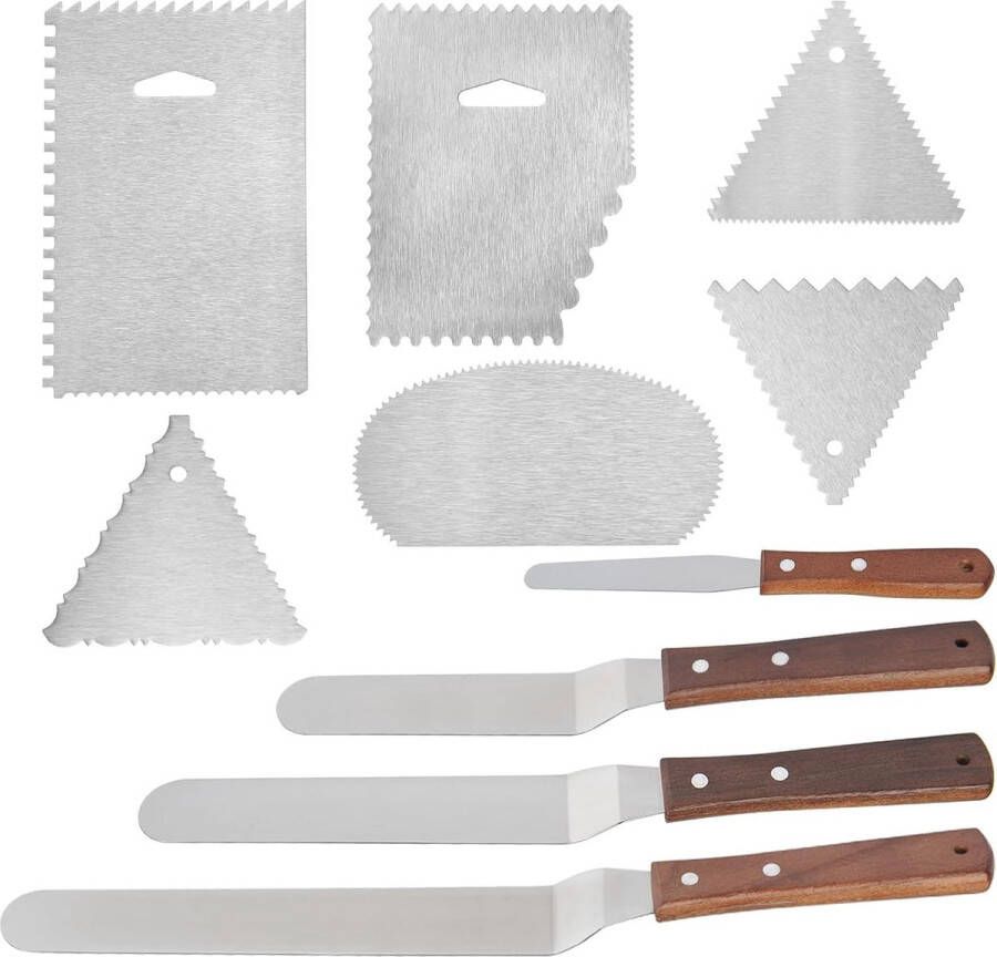 Set van 10 stuks hoekpalet inclusief 3 stuks roestvrijstalen hoekpalet taartmessen 15 20 cm 7 stuks roestvrijstalen hoekpaletten voor het verdelen van room voor het bakken van taarten en voor het