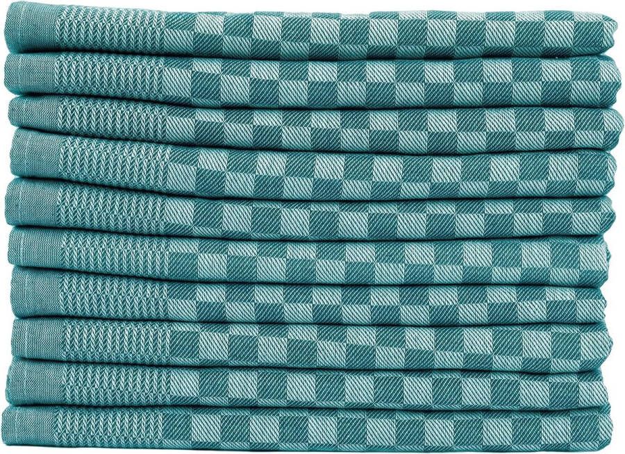 Set van 10 theedoeken 100% katoen 50 x 70 cm petrol 210 g m² keukenhanddoeken voor het afdrogen mijndoeken om te poetsen pluisvrije theedoeken keukendoeken absorberend theedoek