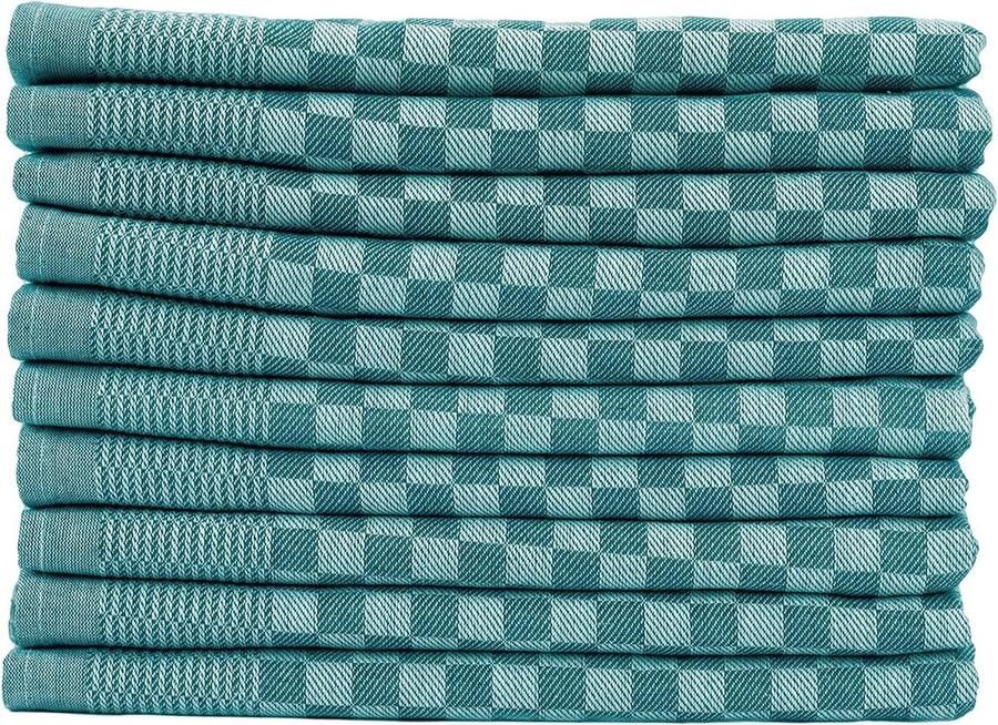 Set van 10 theedoeken 100% katoen 50 x 70 cm petrol 210 g m² keukenhanddoeken voor het afdrogen mijndoeken om te poetsen pluisvrije theedoeken keukendoeken absorberend theedoek