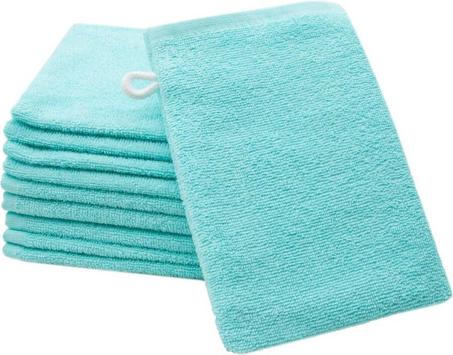 Set van 10 washandjes 100% katoen ca. 16x21 cm 400 gsm mint